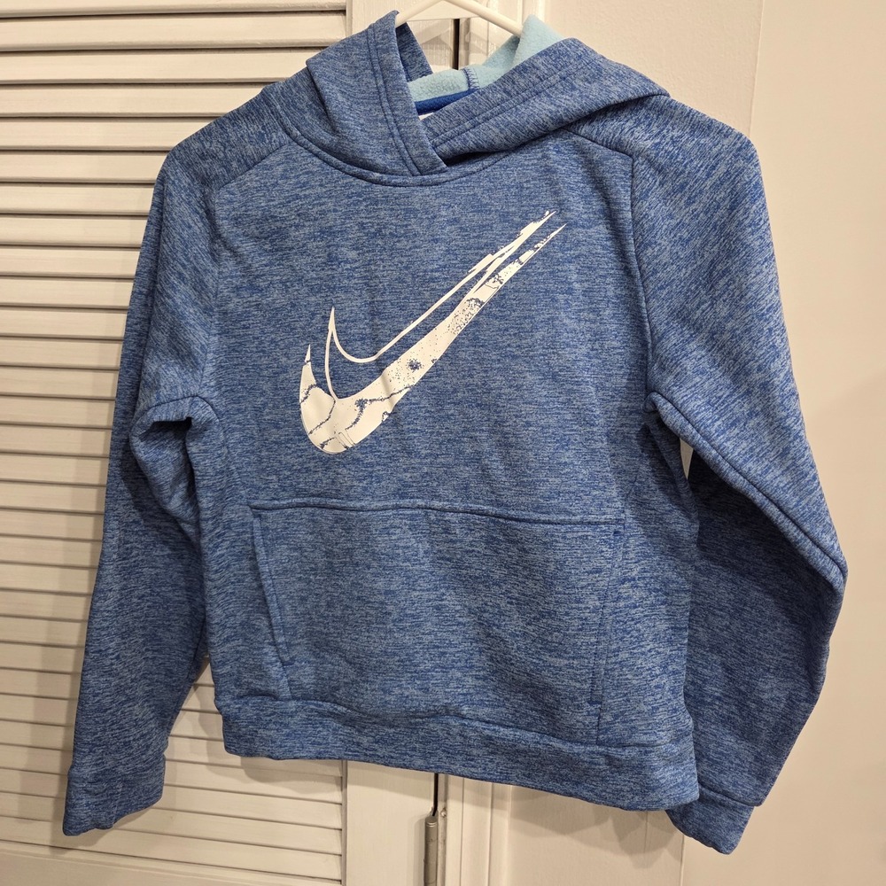 Youth Nike Blue Heathered Therma-Fit Fleece Hoodie Size Medium